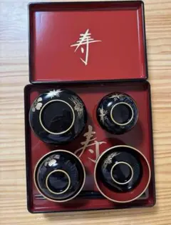 黒漆塗り お食い初め器セット