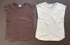 ノースリーブ　フレンチスリーブ　綿シャツ　リュク＆ブラウン