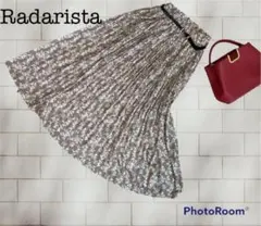 radarista ミモレ丈 スカート 小花柄 ベルト付き プリーツ 裏地付き