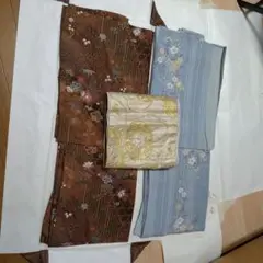 【送料無料】単衣着物2枚と帯セット