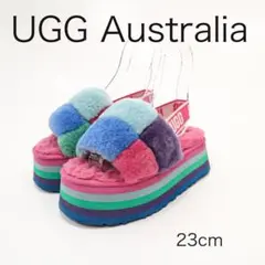 C7017N◾️UGG ディスコチェッカースライド 厚底ムートンサンダル