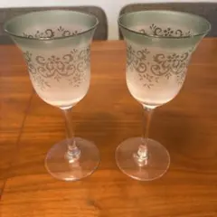 サンドブラスト　ペアワイングラス　ハンドメイド