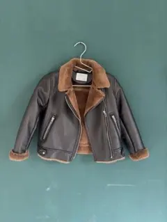 ZARAキッズ　フェイクレザーライダースジャケット