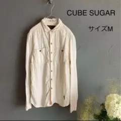 【CUBE SUGAR 】キューブシュガー【M】麻混ブラウス/シャツ