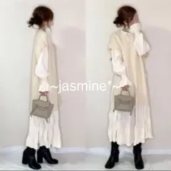 ♡ラスト1♡ ホワイト ロングワンピース レイヤード 重ね着 可愛い 韓国風