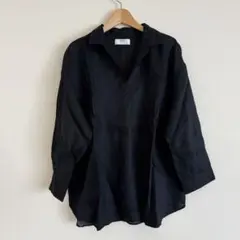 【美品】UNIQLO ユニクロ スキッパーシャツ ネイビー サイズL