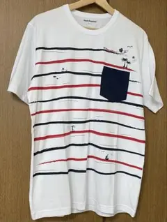 メンズ　Hush Puppies ストライプポケットTシャツ L