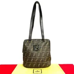 極 美品 フェンディ ズッカ FF ロゴ 柄 レザー トートバッグ ハンドバッグ