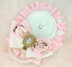 薄いピンクｘ小薔薇ｘパールチェーンｘ痛ロゼット