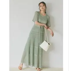 GRL グレイル 今田美桜　ベルト付き透かし編みニットワンピース rut173