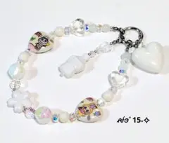 【No.15】ビーズストラップ　チャーム　キーホルダー　オリジナルハンドメイド