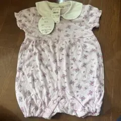 花柄ドットロンパース 70cm ピンク