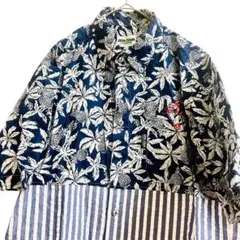 【美品】 シナコバ 半袖ボタンダウンシャツ　Lサイズ アロハ　ストライプ