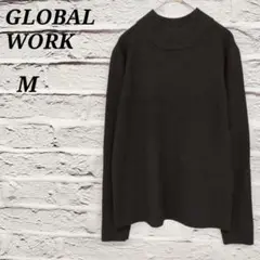 R4999 グローバルワーク 【M】 ハイネック長袖リブニット ブラック