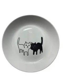 白猫と黒猫のプレート皿 16cm
