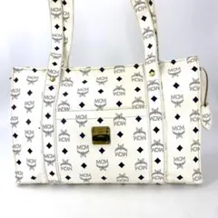 MCM トートバッグ ロングショルダー 革 白 総柄 A4 EJ409