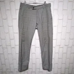 良品★SLIM FIT UNIQLO スラックス チェック エレガント グレー