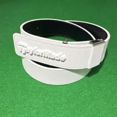 【美品】テーラーメイド★立体ロゴバックルレザーベルト★ホワイト★unisex★