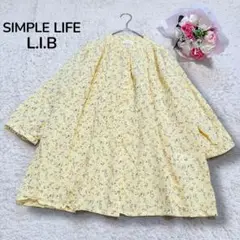 【SIMPLE LIFE L.I.B】バンドカラー小花柄　7分袖シャツチュニック