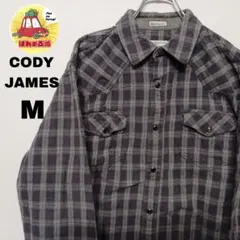 USA古着 CODYJAMES ネルシャツ　M グレー　ネイビー　チェック