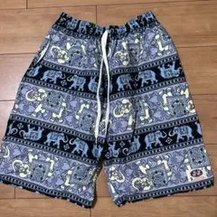 タイ　ハーフパンツ　象　XL ゾウ柄