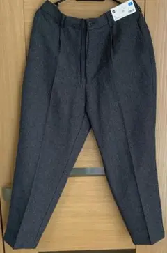 新品　GU　ワイドテーパードタックイージーアンクルパンツ　チェック2　M