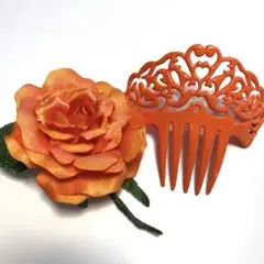 フラメンコペイネタ　＆　花　オレンジ色