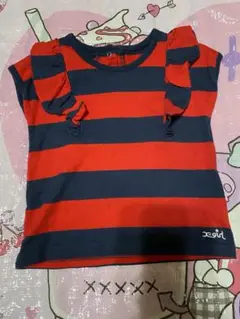 X-girl エックスガール　ベビー服　赤と紺 ストライプ Tシャツ 80cm