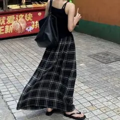 新品タグ付き【ok.soon/オクスン】 モノトーンチェックスカート サイズ2