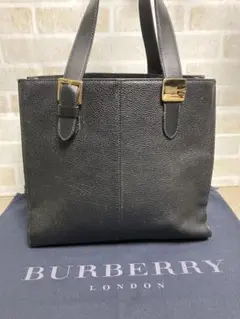 美品 バーバリー ノバチェック 黒色 本革 ハンドバッグ トートバッグ