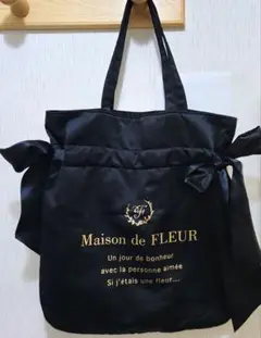 Maison de FLEUR ダブルリボントートバッグ ブラック