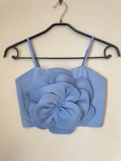 SHEIN ベアトップ チューブトップ 花柄 水色 フラワー