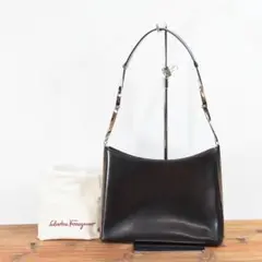 保存袋付き サルヴァトーレ フェラガモ レディース エナメル レザー バッグ 黒