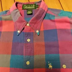 GALLUP ボタンダウンチェックシャツ L
