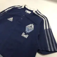 adidas サッカーシャツ 半袖 Tシャツ ネイビー メンズM