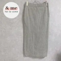 美品　ブルーストライブ　ミモレ丈タイトスカート　総柄　チェック　ウエストゴム