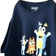 ブルーイ BLUEY パーティー ピープル Tシャツ L ネイビー 紺色 古着