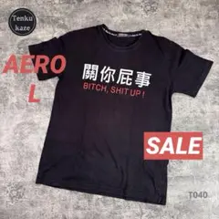 アメリカ古着 AERO メンズ半袖漢字プリントTシャツ L