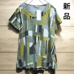 VOYAGE 幾何学模様 半袖チュニックTシャツ Lサイズ　春夏用　新品未使用