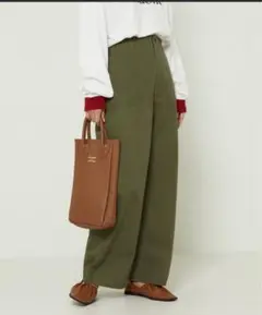 フリークスストア　ハイウェストワイドベイカーパンツ　カーキ