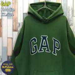 GAP　ギャップ　パーカー　刺繍ロゴ　グリーン　g1