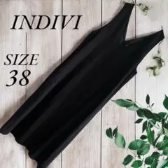 INDIVI ノースリーブワンピ　バックスリット　ジャンバースカートブラック