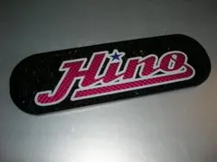 珍色◆日野バスマーク中アンドン小判板◆Hino改◆黄緑◆トラック野郎◆当時物◆ 日野バスマーク中アンドン小判板Hino改黄緑トラック野郎