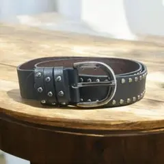 ウエスタンベルト スタッズ レザー ベルト y2k 古着 ブラック wb36-8