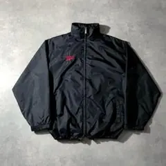 90s Reebok all black nylon teck jacket 黒