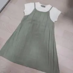 【値下げ不可】オリーブグリーン 半袖 ワンピース 110
