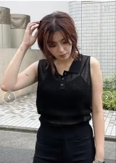 ENVYM ノースリポロメッシュニット　アンビー