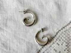 vintage silver925 シルバー ウェーブ フープピアス