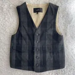 美品【HYKE】green ボア ウールベスト チェック柄 ハイク
