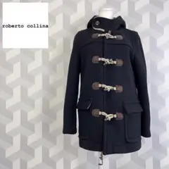 【ロベルトコリーナ】美品 イタリア製 厚手 ウールニット ダッフルコート 黒